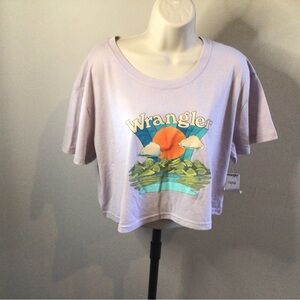 Wrangler Mountain Valley Retro Crop Top T-Shirt Womens Large Lilac Purple NWT